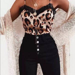 $3 for $30 🍍(NEW) Leopard Satin Lace Cami